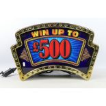 Win up to £500 Cash - Fruit Machine Sign.