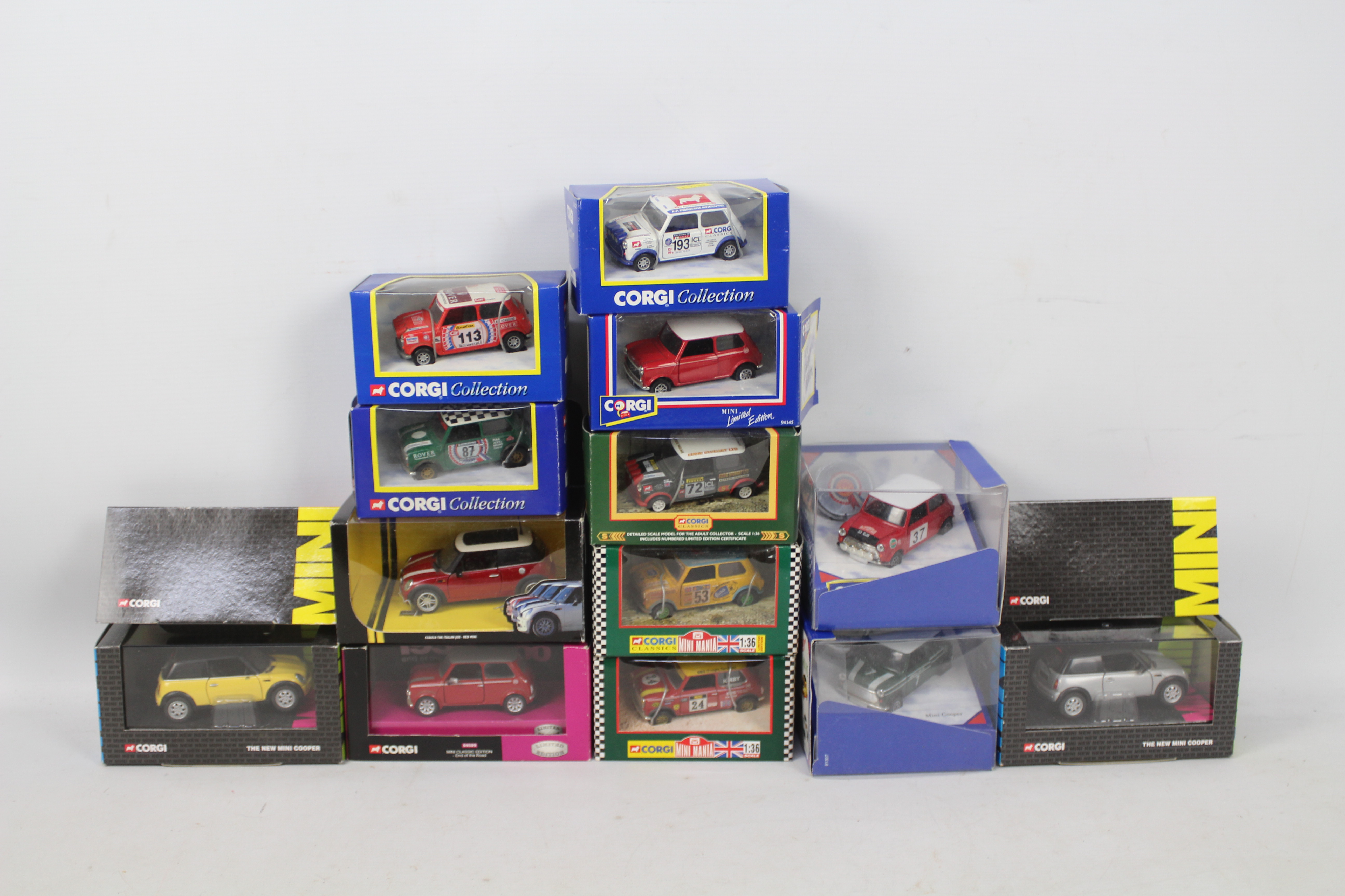 Corgi - Corgi Classics - A boxed collection of 13 1:43 scale diecast model Minis from various Corgi