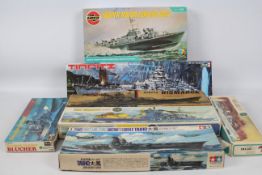 Airfix - Revell - A fleet of seven boxed plastic ship and boat model kits in a variety of scales.