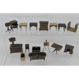 Unknown maker - An unboxed group of unmarked bronze dolls house furniture.