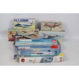 Airfix - Six boxed plastic civilian aircraft model kits in 1:72 and 1:144 scales.