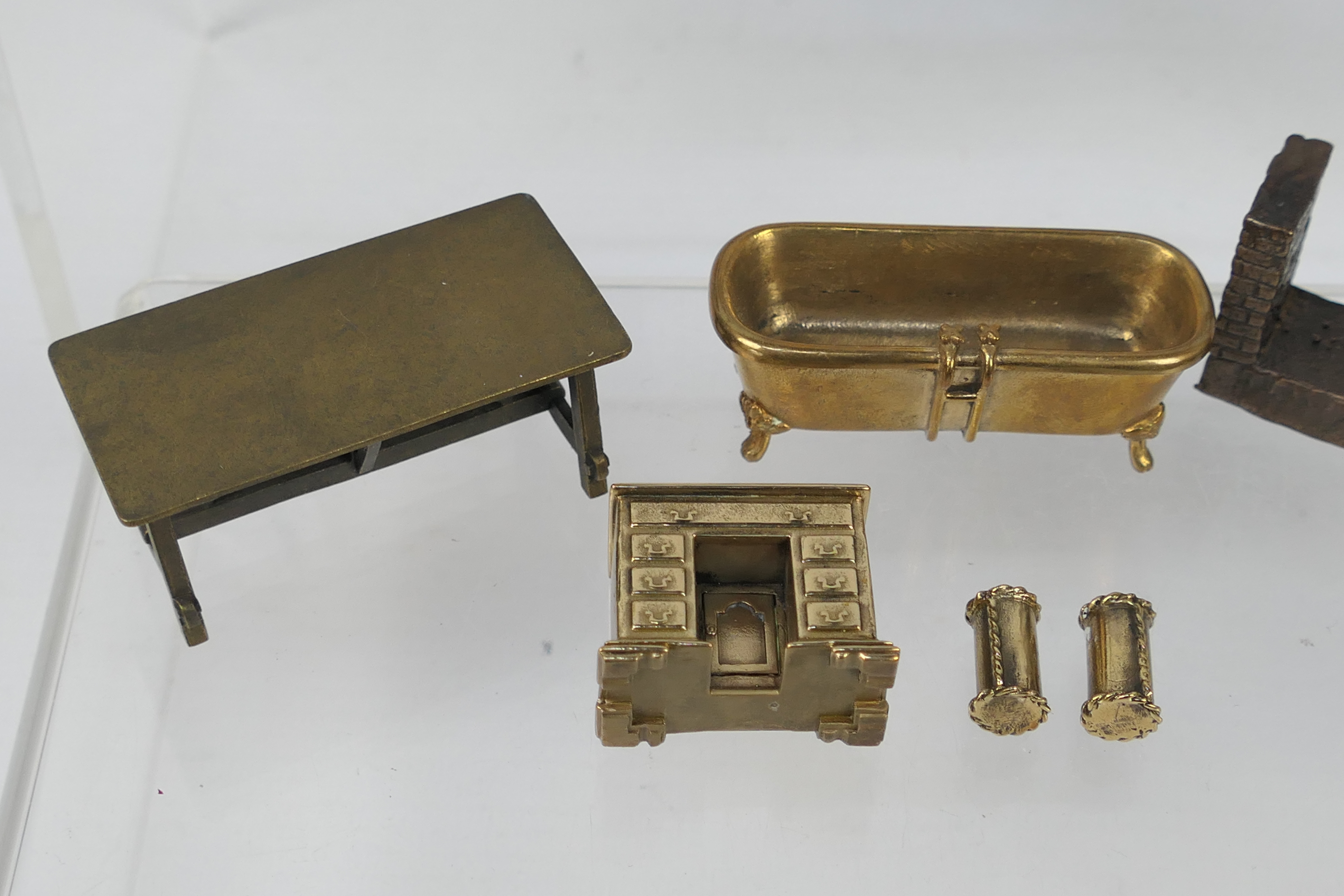 Unknown maker - An unboxed group of unmarked bronze dolls house furniture. - Image 4 of 8