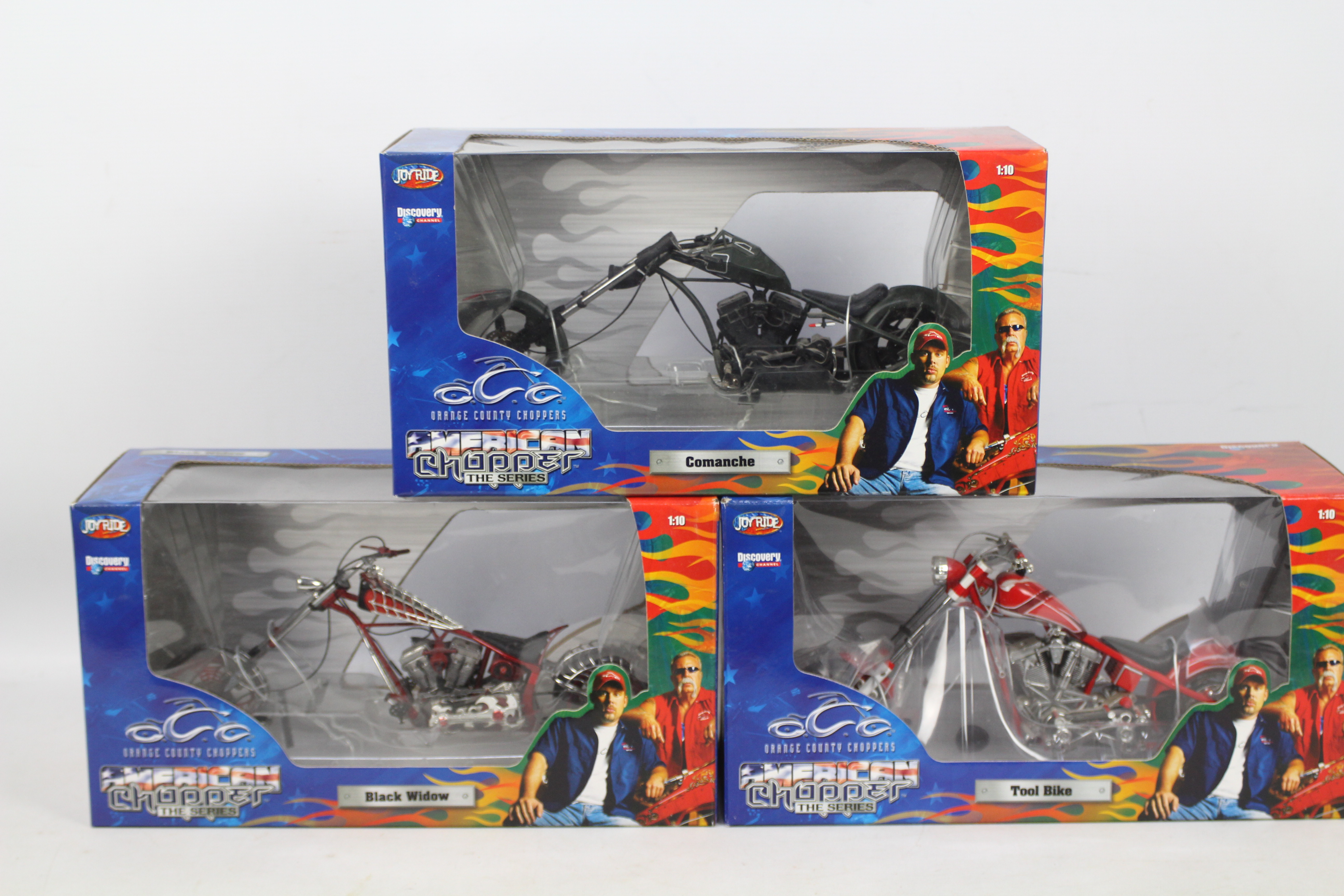 Joyride - Three boxed 1:10 scale diecast motorcycles from Joyride's 'American Chopper' series.