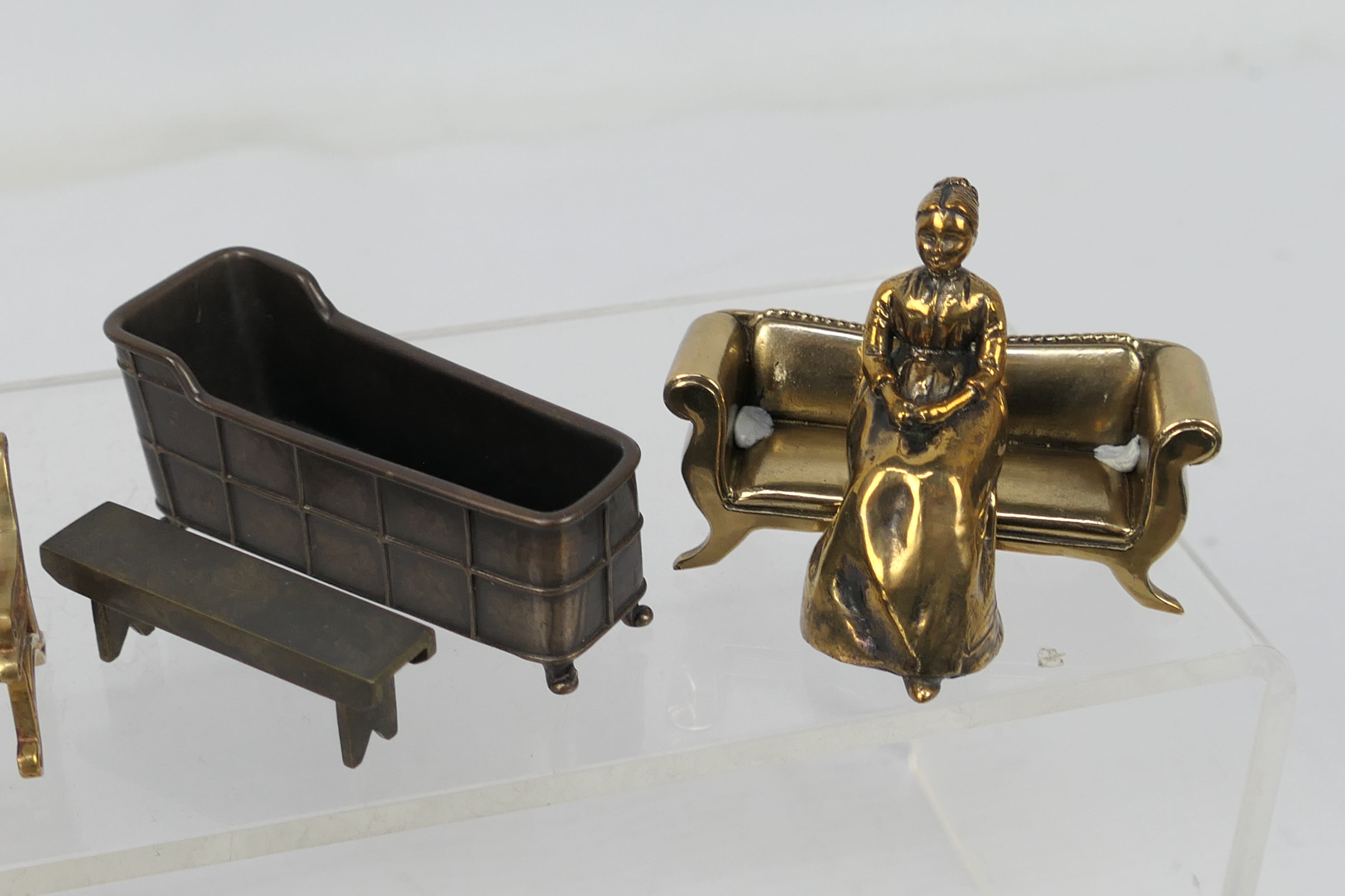 Unknown maker - An unboxed group of unmarked bronze dolls house furniture. - Image 3 of 8