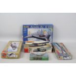 Matchbox - Revell - Airfix - Five boxed military and civilian plastic model aircraft kits in