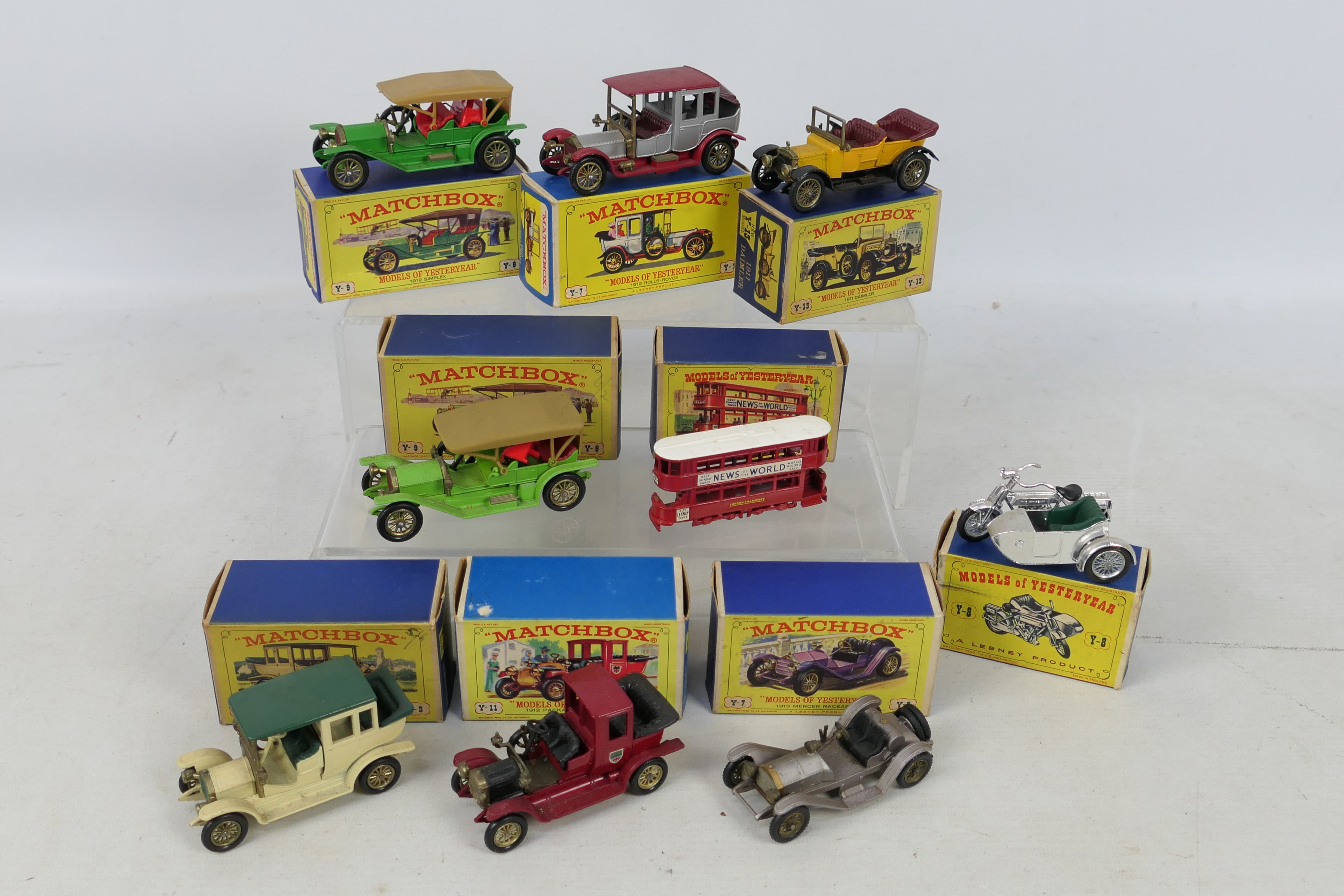 Matchbox Yesteryear - A group of 9 x boxed early Yesteryear models, London Tramcar # Y-3,