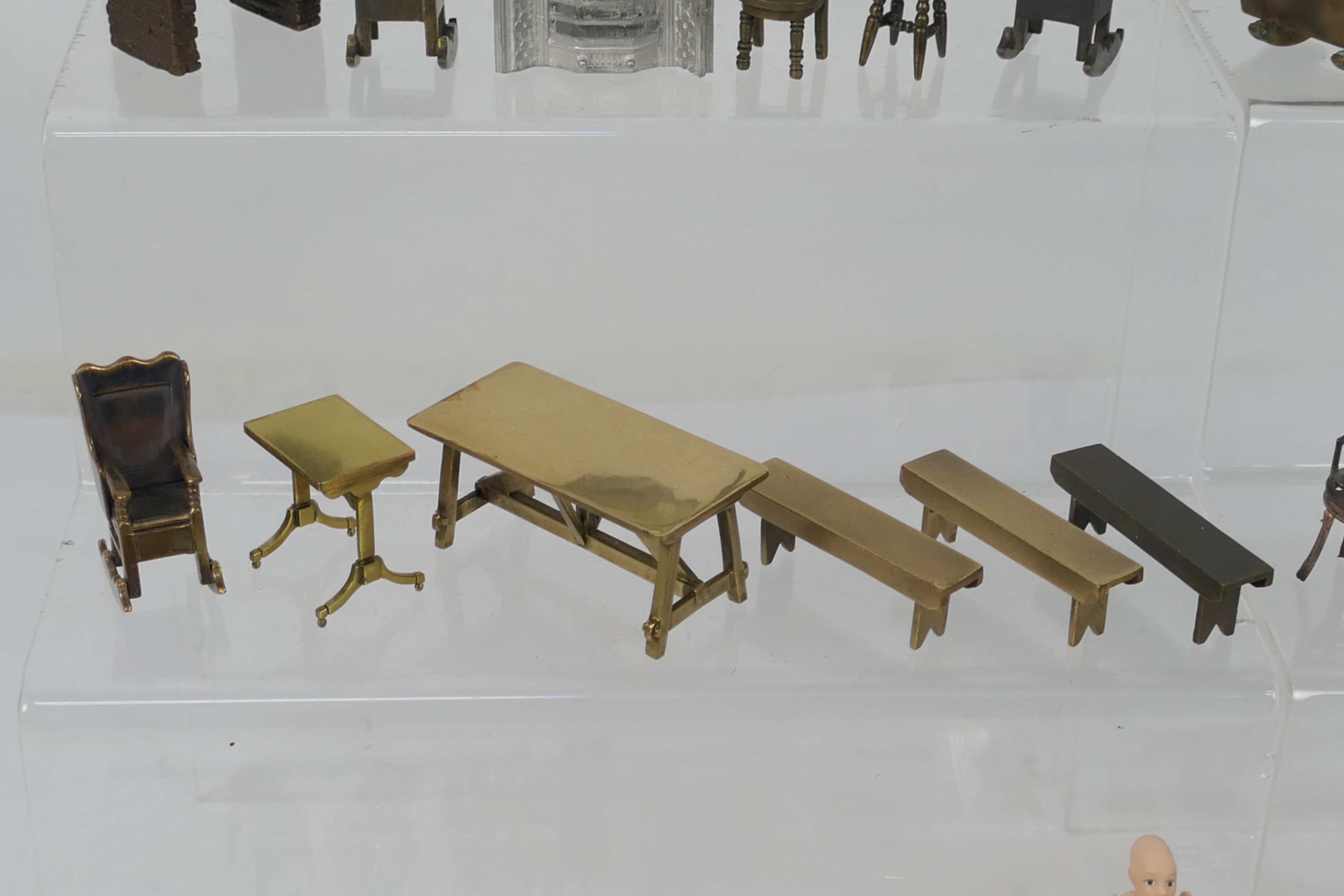 Unknown maker - An unboxed group of unmarked predominately bronze dolls house furniture. - Image 3 of 9