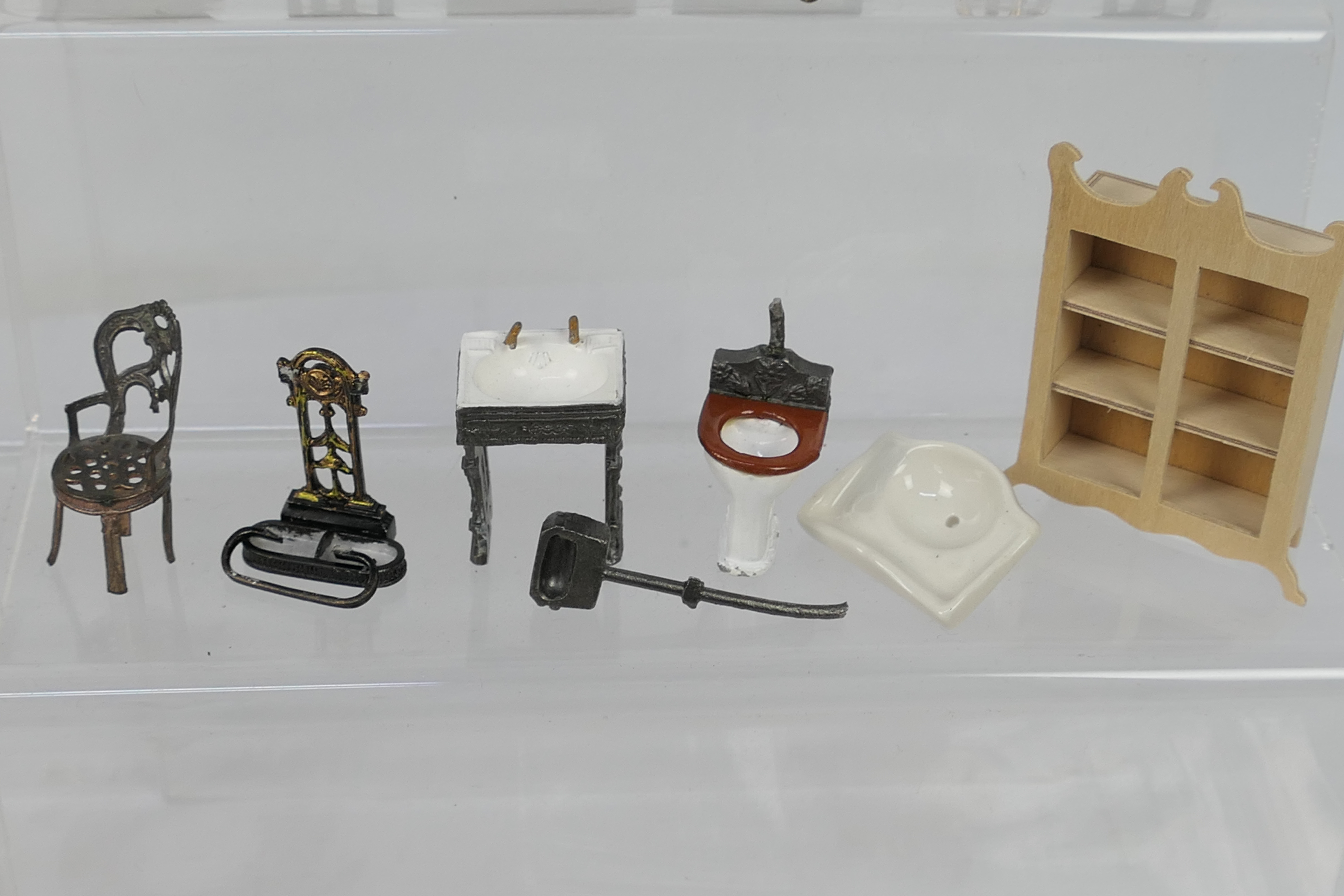 Unknown maker - An unboxed group of unmarked predominately bronze dolls house furniture. - Image 8 of 9