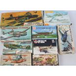 Airfix - Matchbox - Frog - Nine boxed plastic predominately military aircraft model kits in a