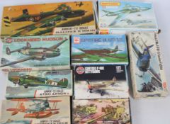 Airfix - Matchbox - Frog - Nine boxed plastic predominately military aircraft model kits in a