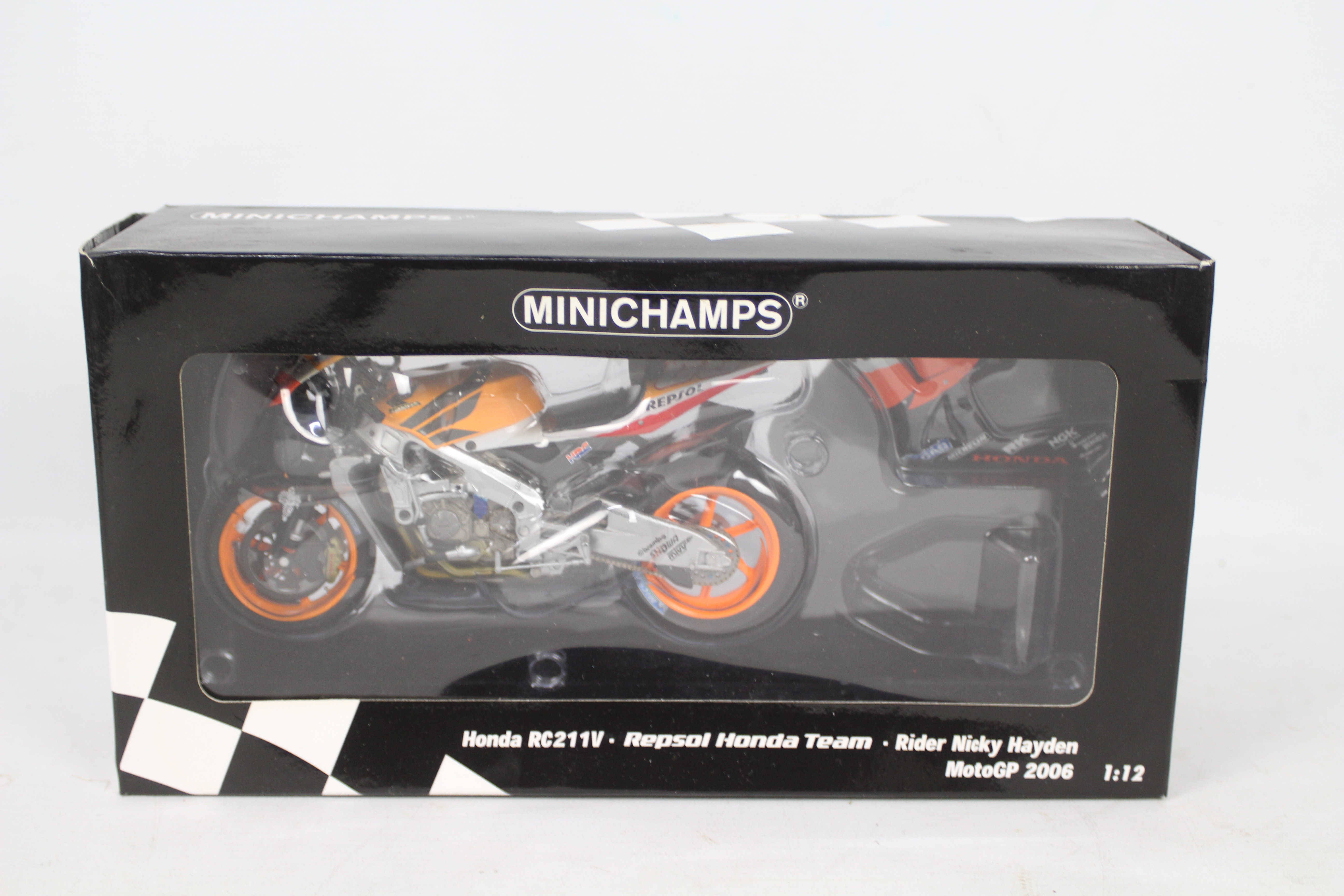 Minichamps - A boxed Minichamps #122061069 Honda RC211V Repsol Honda Team 'Nicky Hayden' MotoGP