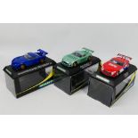 Scalextric - 3 x boxed TVR Speed 12 slot car models, a 2001 Collectors Club car in blue # C2363,