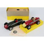 Scalextric - Tinplate - 2 x 1950s tinplate Maserati 250F models, one in red and one in green # C51.