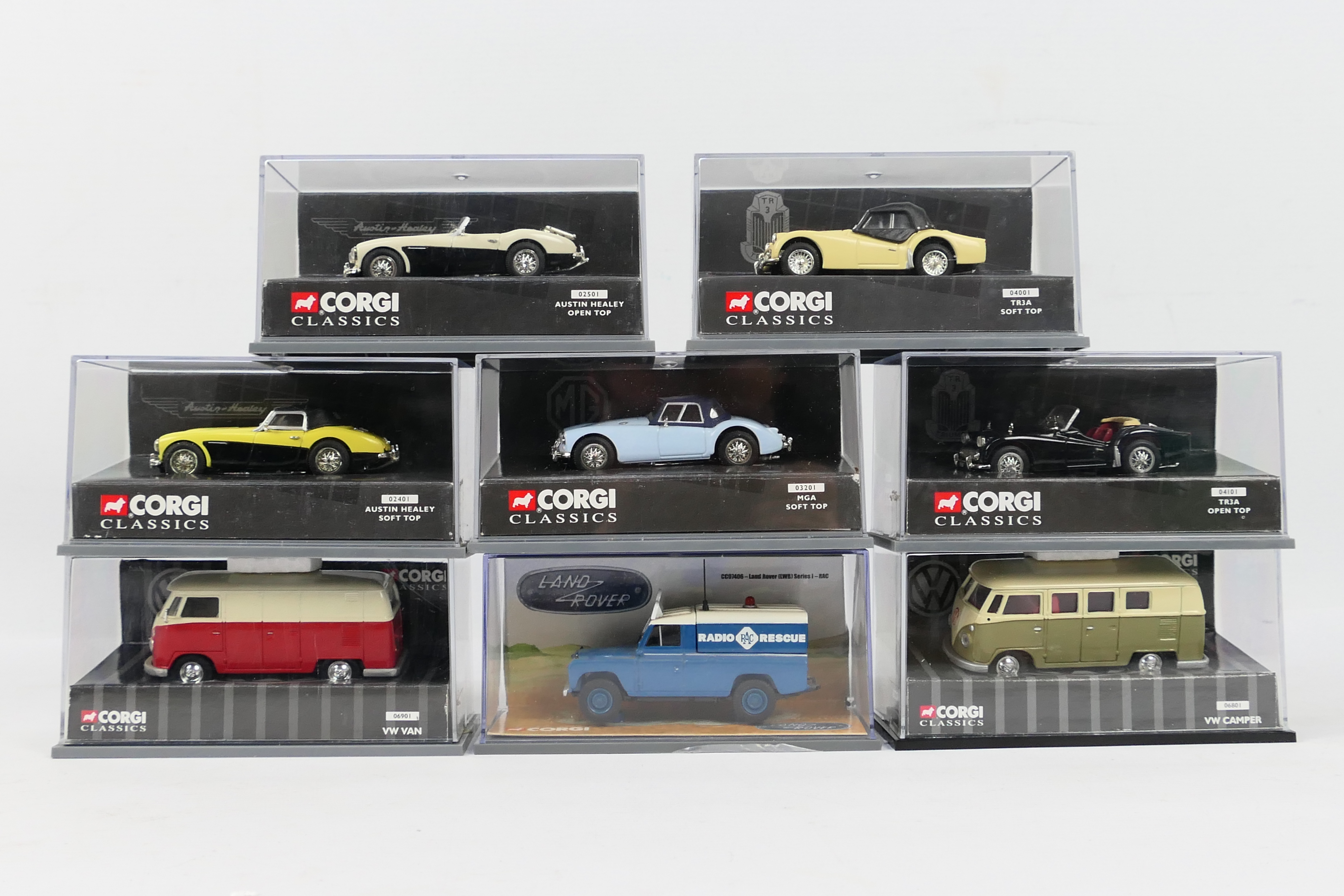 Corgi Classics - A boxed collection of eight Corgi Classics diecast 1:43 scale model vehicles.