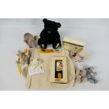 Steiff - A collection of 6 small Steiff bears: 1 x black bear with gold button and yellow tag