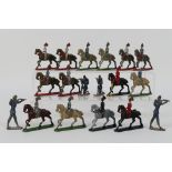 Unknown Maker - A group of 14 x mounted Cavalry figures in solid cast metal measuring 6 cm tall by