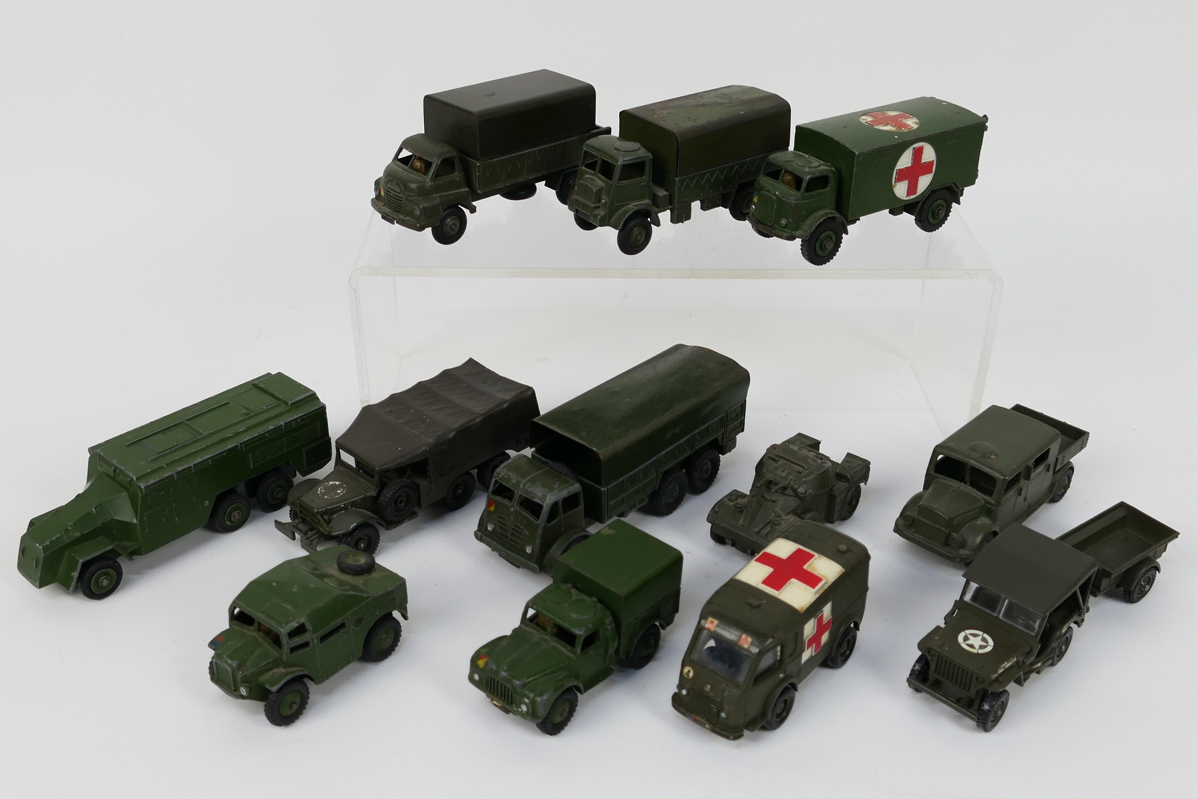 Dinky - Solido - Morestone - 12 x unboxed military vehicles including Renault Ambulance # 807,