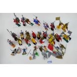Timpo - Britains - 23 x mounted Knights and Crusaders figures and 9 x other figures.