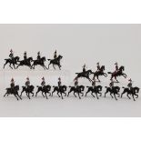 Britains - A collection of 15 x mounted figures, 10 x Royal Horse Guards and 5 x Hussars.