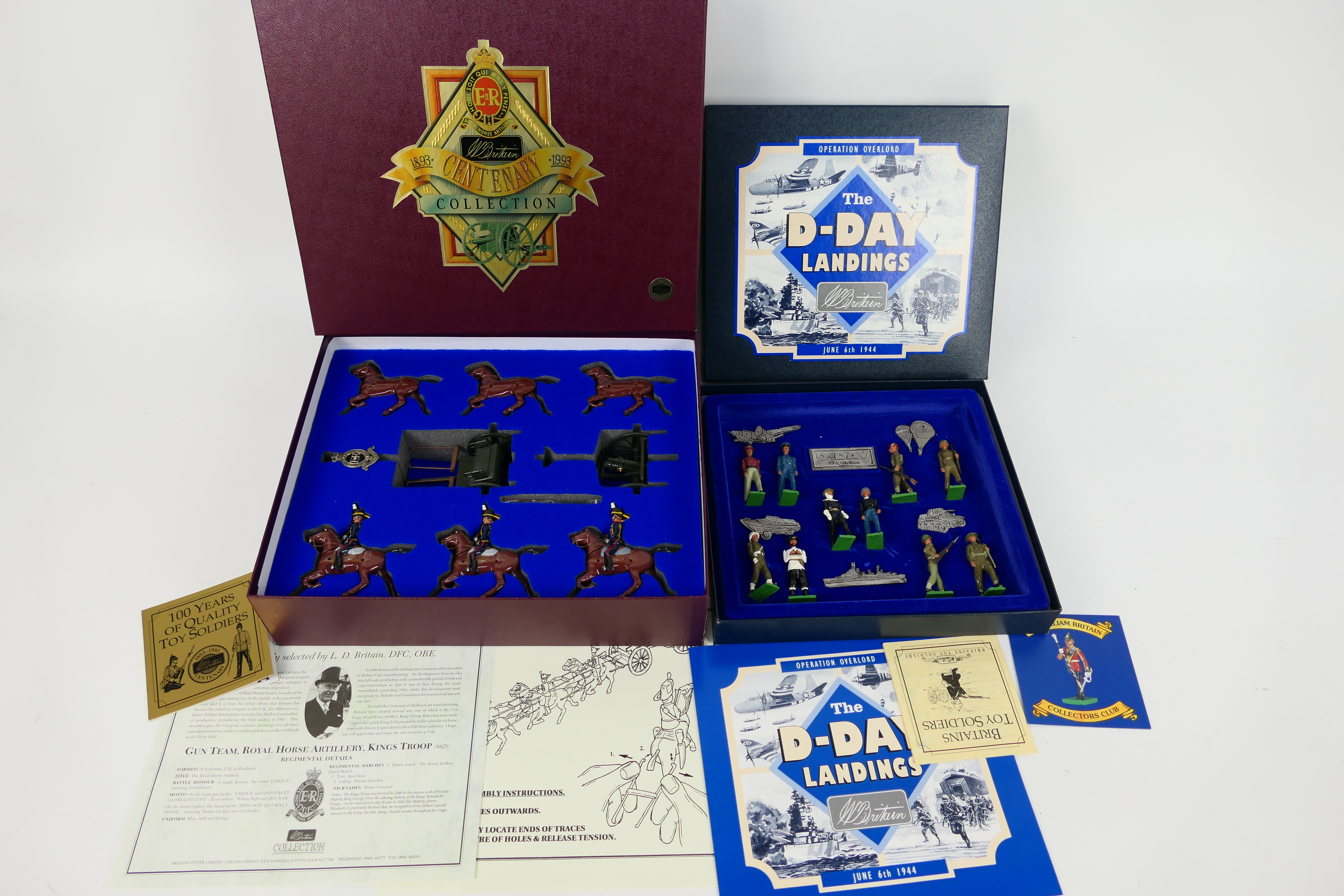 Britains - 2 x limited edition sets, Gun Team, Royal Horse Artillery,