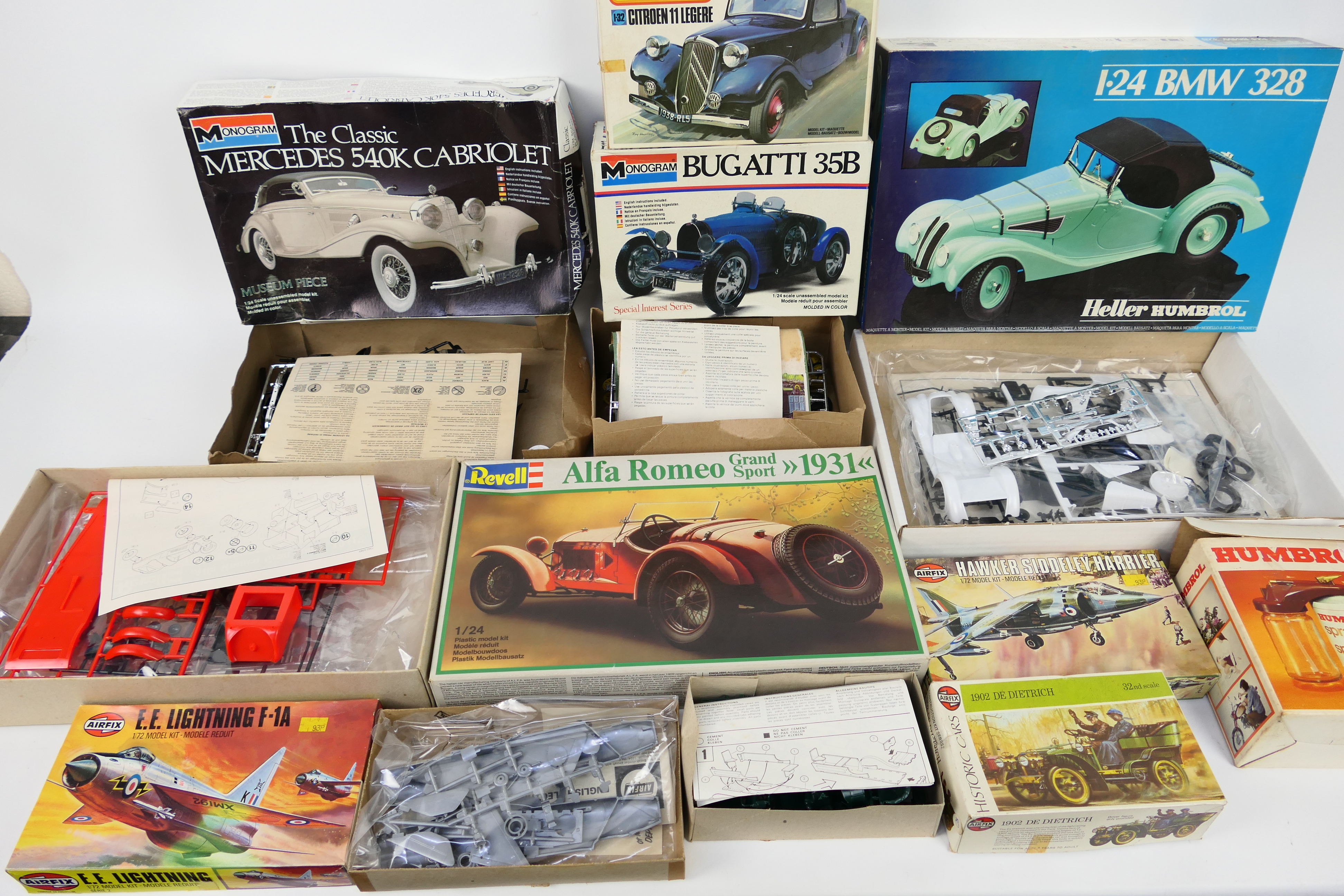 Airfix - Revell - Monogram - Heller - Humbrol - Seven vintage plastic model kits in various scales