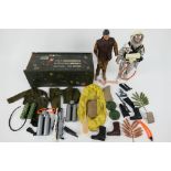 Palitoy - Action Man - 2 x painted hair figures and a kit locker,