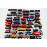 Hornby - A collection of 45 x unboxed OO gauge wagons including a Texaco tanker,