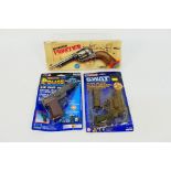 Edison Giocattoli - Platy Makers - Halsall - Three boxed / carded diecast toy cap guns.