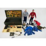 Palitoy - Action Man - 2 x painted hair figures and a kit locker,