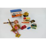 Dinky - 3 x boxed models, 2 x unboxed vans and an unboxed puppet, includes Mini Moke # 342,