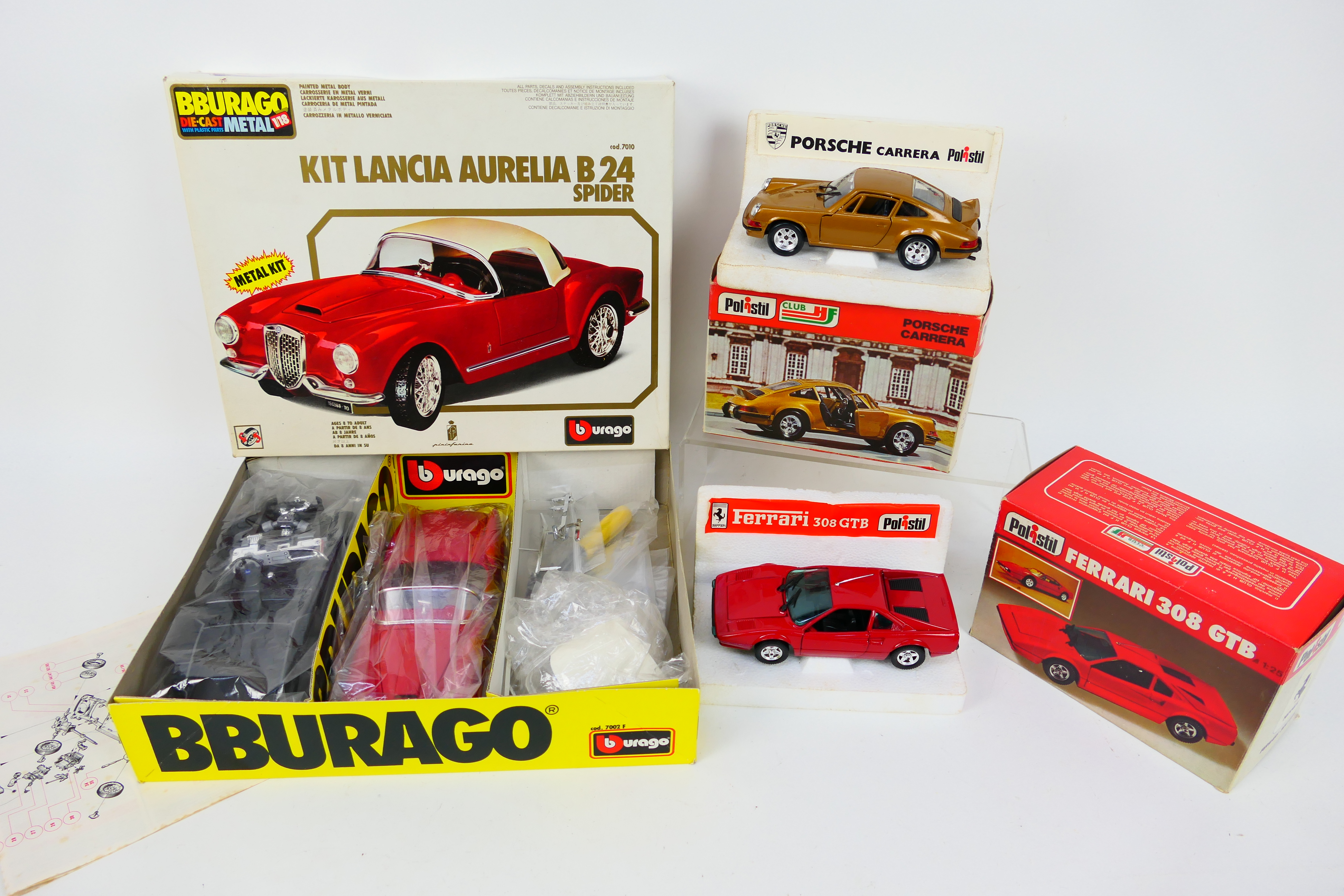 Polistil - Bburago - 3 x boxed models, Ferrari 308 GTB in 1:25 scale # S61,