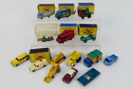 Matchbox - 6 x boxed and 9 x unboxed vehicles including Karrier Refuse Wagon in silver # 38,