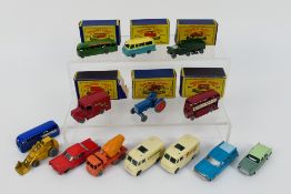 Matchbox - 6 x boxed and 8 x unboxed models including TV Service Van # 62, BEA Coach # 58,