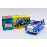 Corgi - A boxed Morris Mini Cooper Competition model in blue with a white bonnet and roof and
