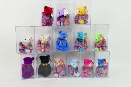 TY Beanie babies, display cases - 14 x Beanie Babies in perspex display cases, To Include "The End",