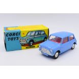 Corgi - A boxed Corgi Morris Mini Minor in blue with a red interior and smooth wheel hubs # 226.