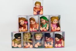 TY Beanie Kids, Display cases - 10 Beanie Kids in display containers,