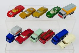 Matchbox - A group of 11 x unboxed models including Lamborghini Miura # 33, Ford Group 6 # 45,