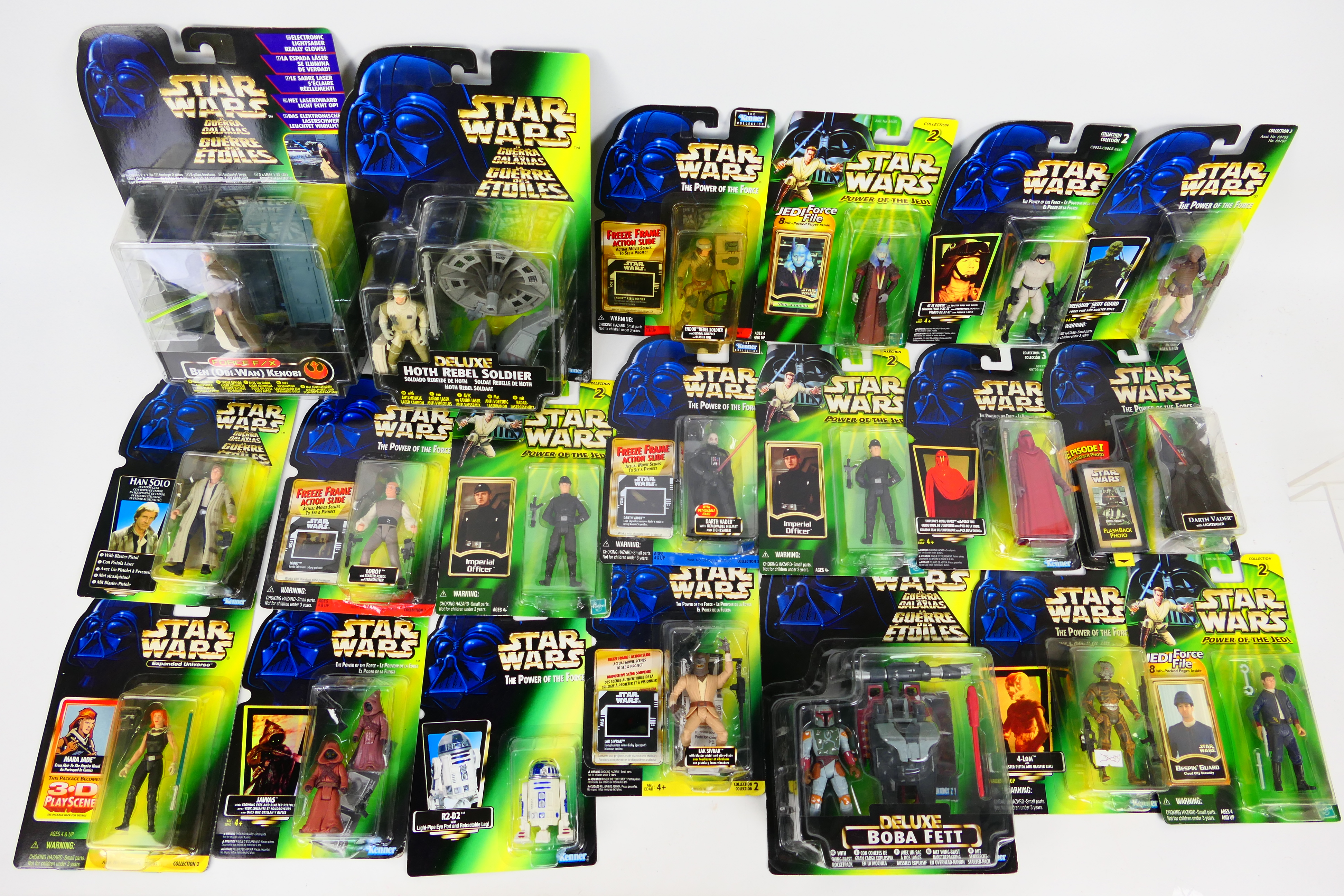 Kenner - Star Wars - 20 x carded figures including Deluxe Hoth Rebel Soldier, Han Solo,
