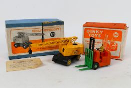 Dinky - 2 x boxed models, a Coles Mobile Crane # 571 and a Coventry Climax Fork Lift Truck # 14c.