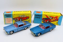Corgi - 2 x boxed Ghia L6.4 Coupe models, one light blue, one mid blue. # 241.
