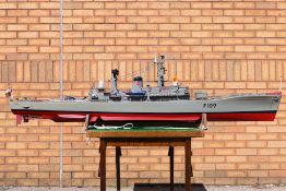 A radio controlled British Leander Class Frigate 'Leander (F109)'.