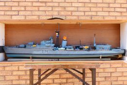 A kit built radio controlled WW2 battle class destroyer 'HMS Cadiz'.