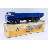 Dinky - A boxed Foden Flat Truck with tailboard in the early colour scheme of dark blue cab,