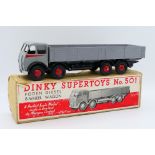 Dinky - A boxed Foden Diesel 8 Wheel Wagon in the early colour scheme of light grey cab and back