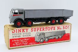 Dinky - A boxed Foden Diesel 8 Wheel Wagon in the early colour scheme of light grey cab and back