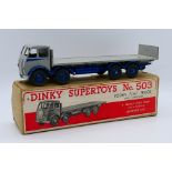 Dinky - A boxed Foden Flat Truck with tailboard in the early colour scheme of pale grey cab and
