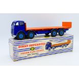 Dinky - A boxed Foden Flat Truck with tailboard in the less common colour scheme of dark blue cab