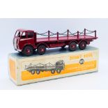 Dinky - A boxed Foden Flat Truck with chains in the very rare colour scheme of maroon cab, back,