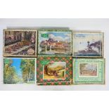 Victory - Seven boxed vintage wooden jigsaw puzzles from Victory.